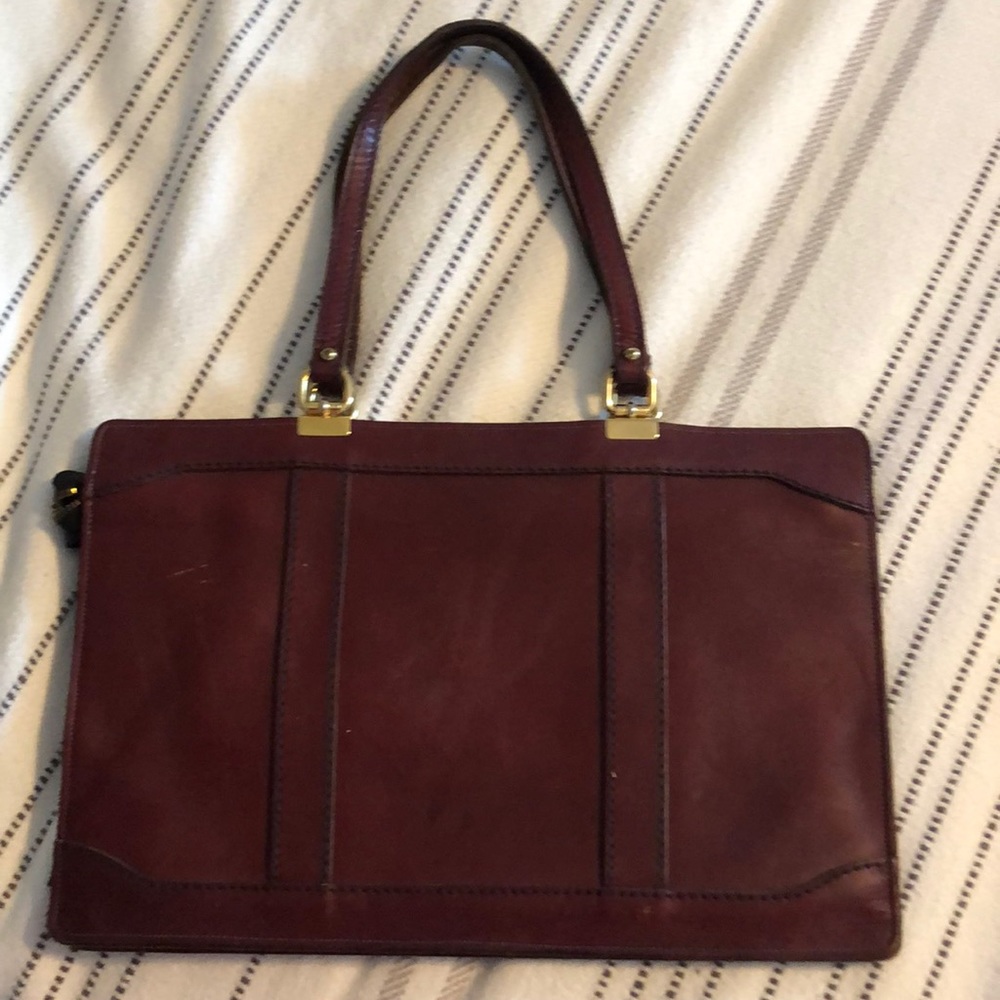 Leather Satchel Handbag in Deep Burgundy